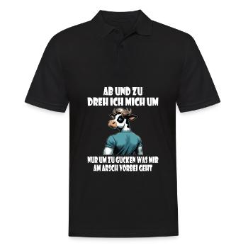 Kuh umdrehen - gucken was mir am Arsch vorbei geht - Männer Poloshirt - Schwarz - Vorne - Kai (181cm)