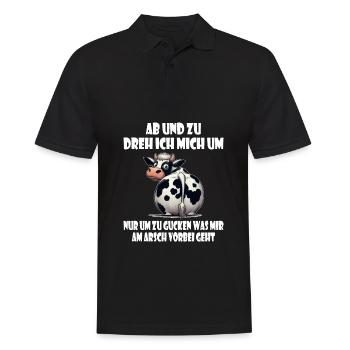 Kuh umdrehen - gucken was mir am Arsch vorbei geht - Männer Poloshirt - Schwarz - Vorne - Kai (181cm)
