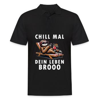 Faultier Chill Mal chilliges Faultier - Männer Poloshirt - Schwarz - Vorne - Kai (181cm)