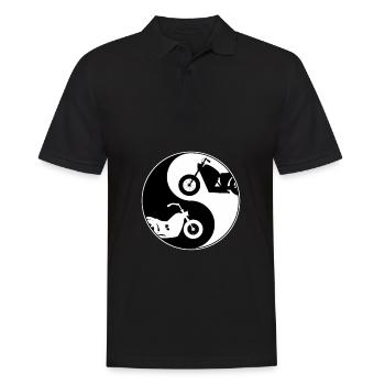 Logo moto Yin et Yang - Dicton Motard - Polo Homme - noir - Devant - Kai (181cm)
