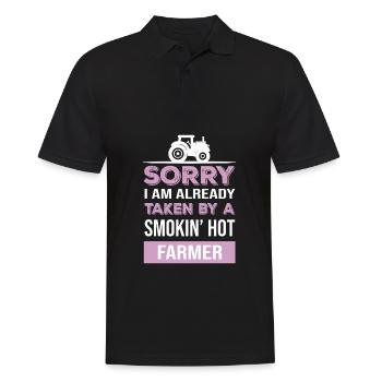 Glücklich vergeben an einen Landwirt - Männer Poloshirt - Schwarz - Vorne - Kai (181cm)