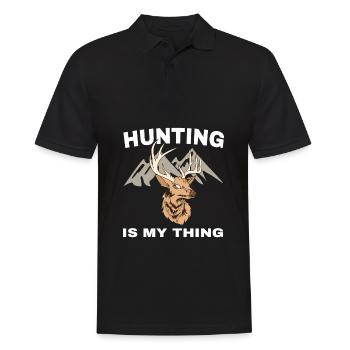 Hirsch Jagd Retro Rotwild Jäger Hirsche Jagen - Männer Poloshirt - Schwarz - Vorne - Kai (181cm)