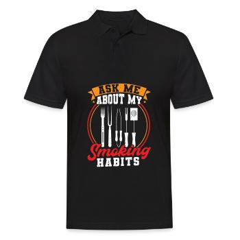 Grillmeister Geschenk Männer Spruch Smoker smoke - Männer Poloshirt - Schwarz - Vorne - Kai (181cm)