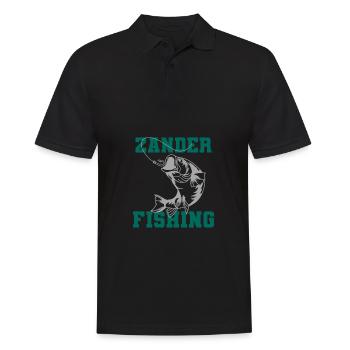 Zander Angler - Männer Poloshirt - Schwarz - Vorne - Kai (181cm)