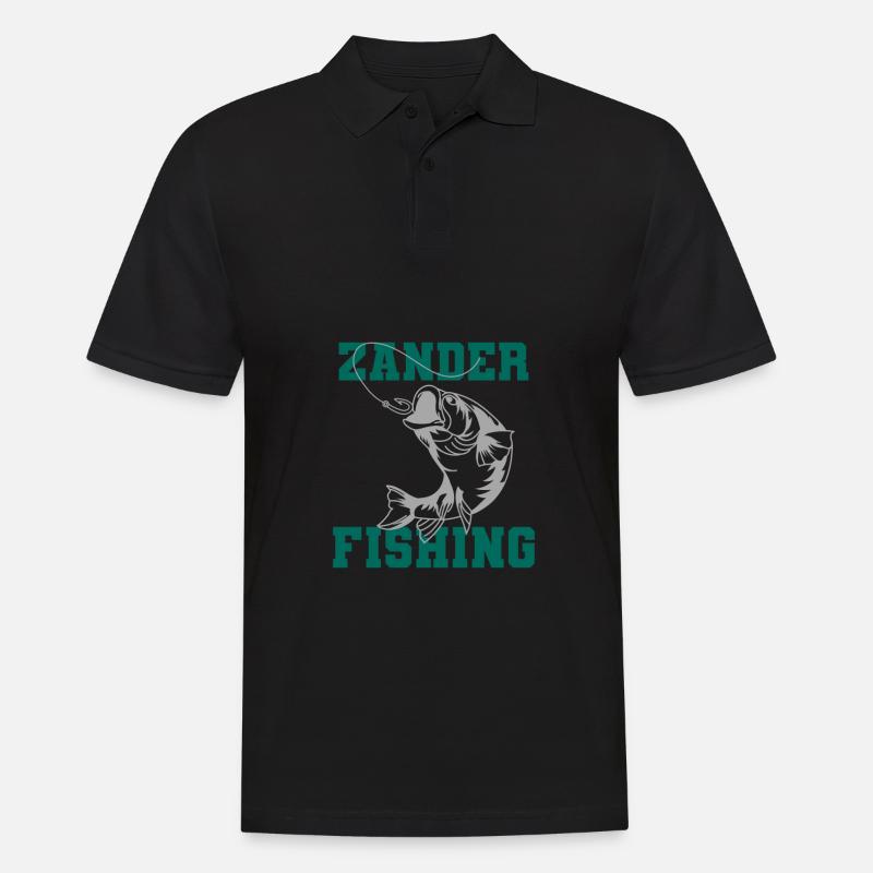 Zander Angler - Männer Poloshirt - Schwarz