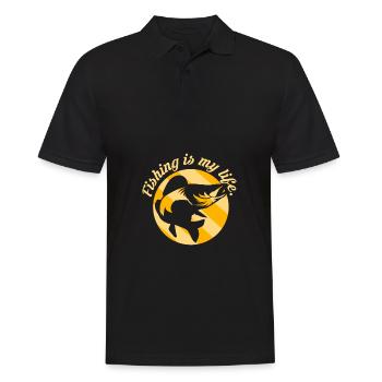 Fish Zander - Men's Polo Shirt - black - Front - Kai (181cm)
