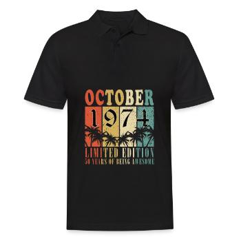 1974 Retro 1974 October birthday October 1974 - Men's Polo Shirt - black - Front - Kai (181cm)