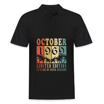 1969 Oktober 1969 Geburtstag Oktober 1969 Original - Männer Poloshirt - Schwarz - Vorne - Kai (181cm)