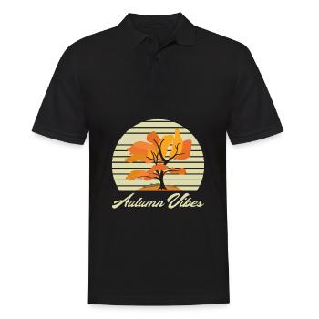 Herbst Anfang ,Laub Blätter, Herbst - Männer Poloshirt - Schwarz - Vorne - Kai (181cm)