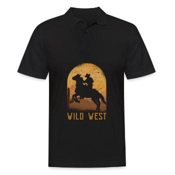 Wild West - Männer Poloshirt - Schwarz - Vorne - Kai (181cm)