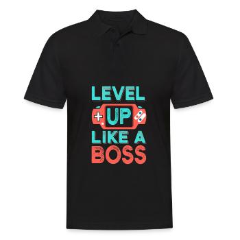 Level Up - Men's Polo Shirt - black - Front - Kai (181cm)