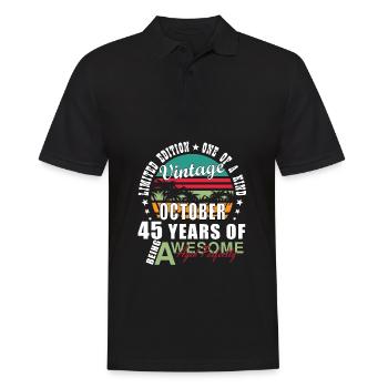 45e anniversaire, octobre 1979, 45e anniversaire - Polo Homme - noir - Devant - Kai (181cm)