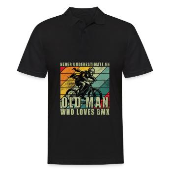 Vieil Homme - Vélo BMX | Style rétro vintage - Polo Homme - noir - Devant - Kai (181cm)