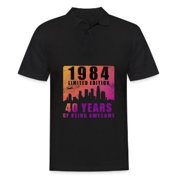 1984, année 1984, 40 ans - Polo Homme - noir - Devant - Kai (181cm)