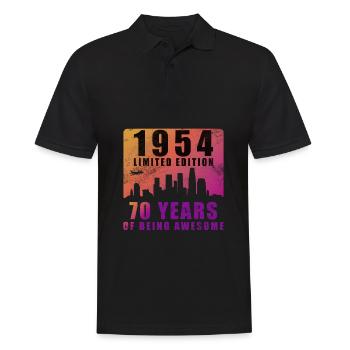 70th Birthday Born 1954 70 Years - Men's Polo Shirt - black - Front - Kai (181cm)