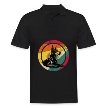 Hund Dobermann - Männer Poloshirt - Schwarz - Vorne - Kai (181cm)