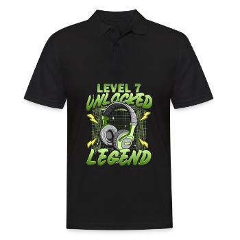 Geburtstag Gamer Level 7 Jahre Freigeschaltet - Männer Poloshirt - Schwarz - Vorne - Kai (181cm)