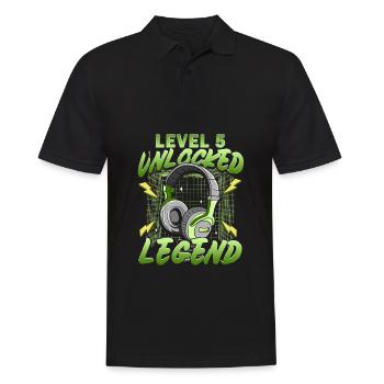 Birthday Gamer Level 5 Unlocked 5 Birthday - Men's Polo Shirt - black - Front - Kai (181cm)