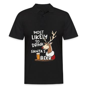 Pull de Noël laid Noël Noël Père Noël Bière - Polo Homme - noir - Devant - Kai (181cm)