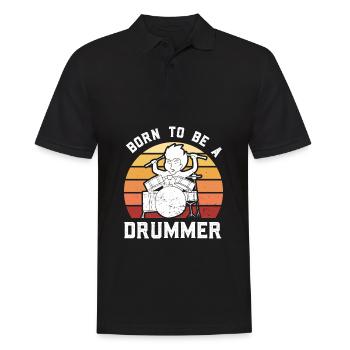Batteur jouant de la batterie - Polo Homme - noir - Devant - Kai (181cm)