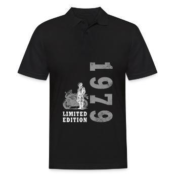 1979 Jahrgang Geburtstag Biker Motorrad Geschenk - Männer Poloshirt - Schwarz - Vorne - Kai (181cm)