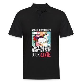 Lustiges Einhorn als Held für einen Superheld - Männer Poloshirt - Schwarz - Vorne - Kai (181cm)