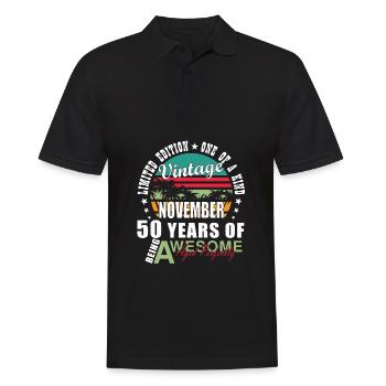 November 50 Birthday - Men's Polo Shirt - black - Front - Kai (181cm)