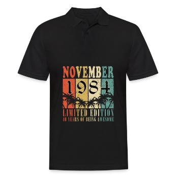 Born November 1984 Anniversary November 1984 - Men's Polo Shirt - black - Front - Kai (181cm)