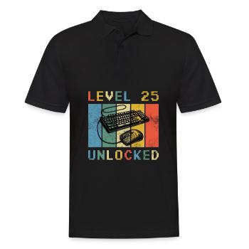 25.Geburtstag - 25 jahre level 25 freigeschaltet - Männer Poloshirt - Schwarz - Vorne - Kai (181cm)