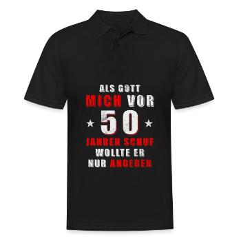 Als Gott mich vor 50 Jahren schuf wollte er angebe - Männer Poloshirt - Schwarz - Vorne - Kai (181cm)