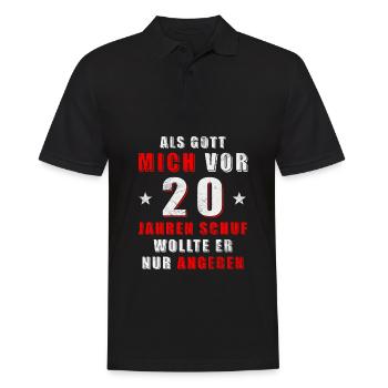 Als Gott mich vor 20 Jahren schuf wollte er angebe - Männer Poloshirt - Schwarz - Vorne - Kai (181cm)