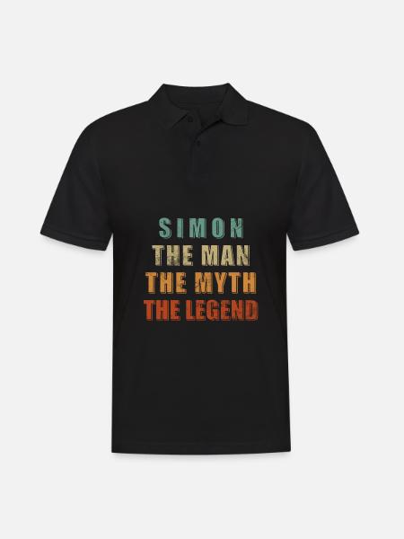 Simon Nom Prénom Anniversaire - Polo Homme - noir