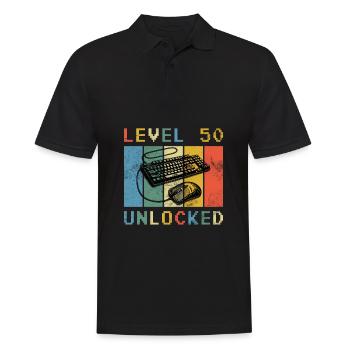 Level 50 Unlocked Gamer Gamer 50 Years - Men's Polo Shirt - black - Front - Kai (181cm)