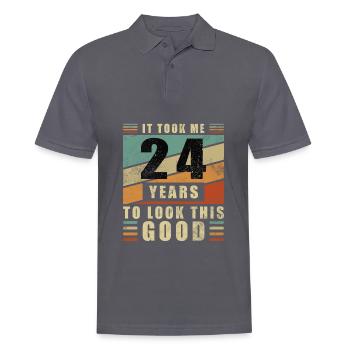 24 Années Vingt-quatrième Anniversaire - Polo Homme - charbon - Devant - Nico (186cm)