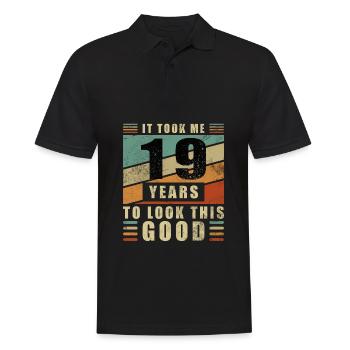 19 ans Idée Cadeau Humour Anniversaire - Polo Homme - noir - Devant - Kai (181cm)