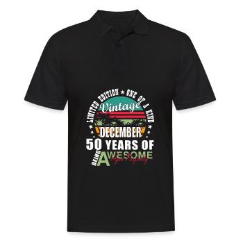 December 1974 50th Birthday 50th Anniversary Gift - Men's Polo Shirt - black - Front - Kai (181cm)