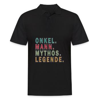 Onkel Mann Mythos - Männer Poloshirt - Schwarz - Vorne - Kai (181cm)