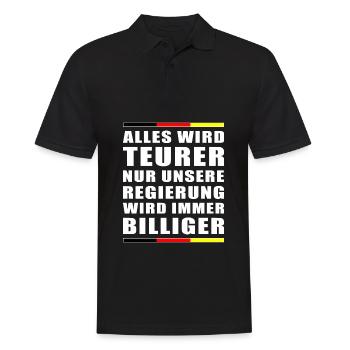 Regierung Politik Teurer Billiger Spruch Sprüche - Männer Poloshirt - Schwarz - Vorne - Kai (181cm)
