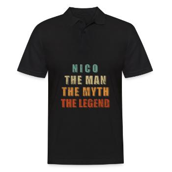 Nico First Name - The Man. The myth. The legend. - Men's Polo Shirt - black - Front - Kai (181cm)