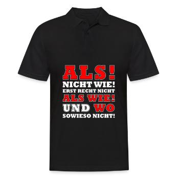 LUSTIG DEUTSCHE GRAMMATIK ALS WIE DEUTSCH LEHRER - Männer Poloshirt - Schwarz - Vorne - Kai (181cm)