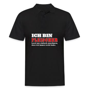 ich bin fleischer - Männer Poloshirt - Schwarz - Vorne - Kai (181cm)