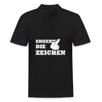 Erkenne die Zeichen Damen Mittelfinger - Männer Poloshirt - Schwarz - Vorne - Kai (181cm)