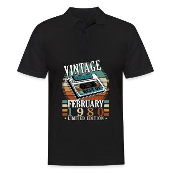 Februar 1980 Jubiläum Februar 1980 Februar - Männer Poloshirt - Schwarz - Vorne - Kai (181cm)