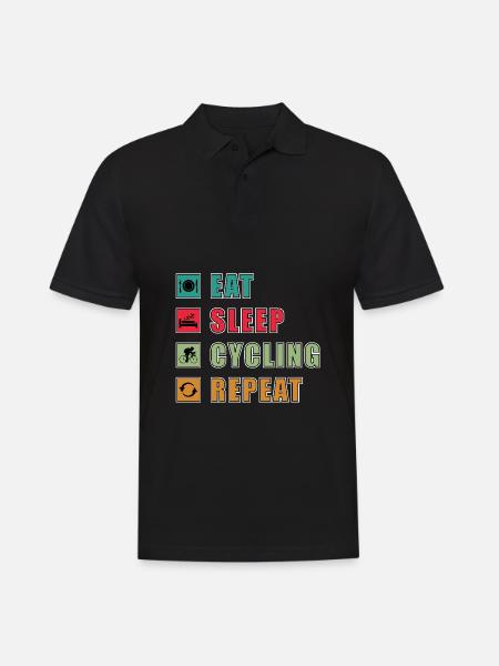 Eat Sleep Bike Repeat - Radfahren Biker Cyclist - Männer Poloshirt - Schwarz