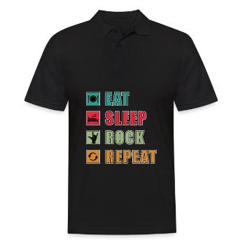 Eat Sleep Rock Repeat vintage Spruch Rock Musiker - Männer Poloshirt - Schwarz - Vorne - Kai (181cm)