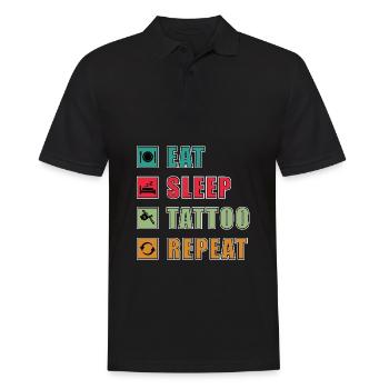 Eat Sleep Tattoo Repeat - Männer Poloshirt - Schwarz - Vorne - Kai (181cm)