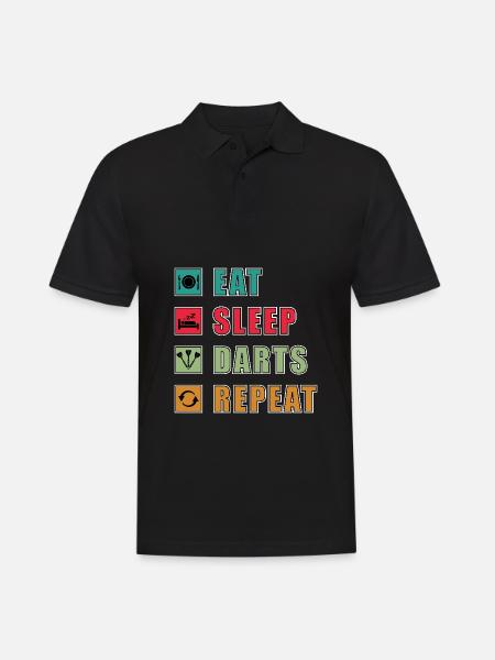 Eat Sleep Darts Repeat - Dart Geschenk - Männer Poloshirt - Schwarz