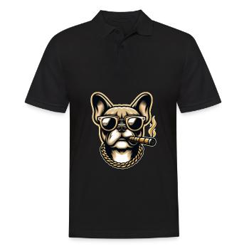 Französische Bulldogge Hund Kopf - Männer Poloshirt - Schwarz - Vorne - Kai (181cm)
