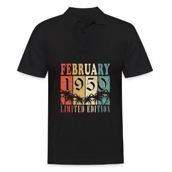 Februar 1950 Jubiläum Februar 1950 Februar - Männer Poloshirt - Schwarz - Vorne - Kai (181cm)