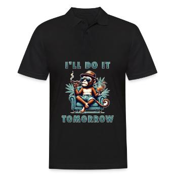 Mach ich morgen - Männer Poloshirt - Schwarz - Vorne - Kai (181cm)